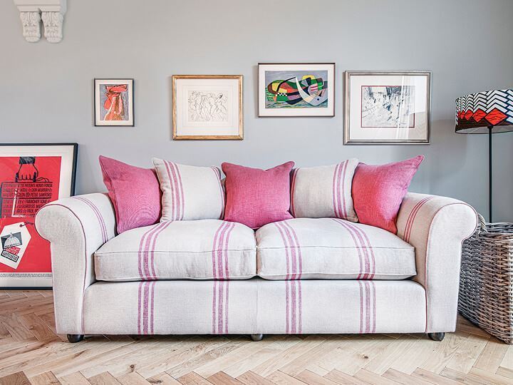 1 Lewes 3 Seater Sofa in Walloon Stripe Red